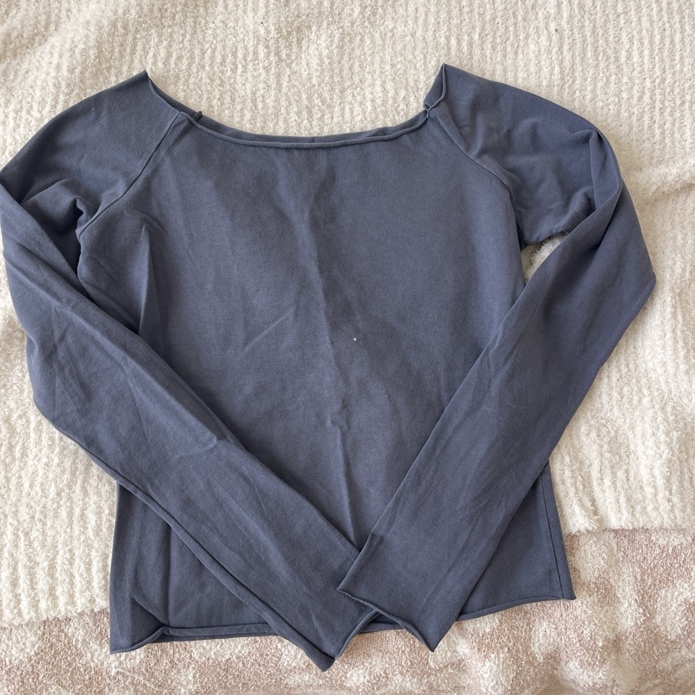 Brandy Melville Navy Long Sleeve Off the Shoulder Top